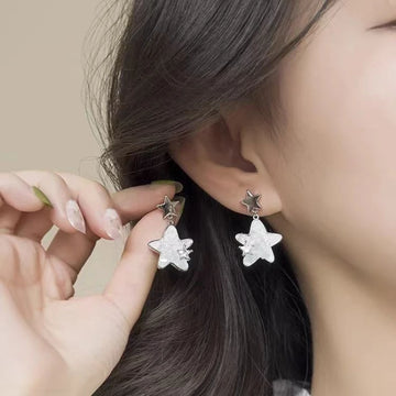 DAIIIBABYYY  -  Y2K Shiny Zirconia Star Tassel Women's Earrings Korean Fashion Elegant Pentagram Stud Earrings Sweet Girls Jewellery Gifts